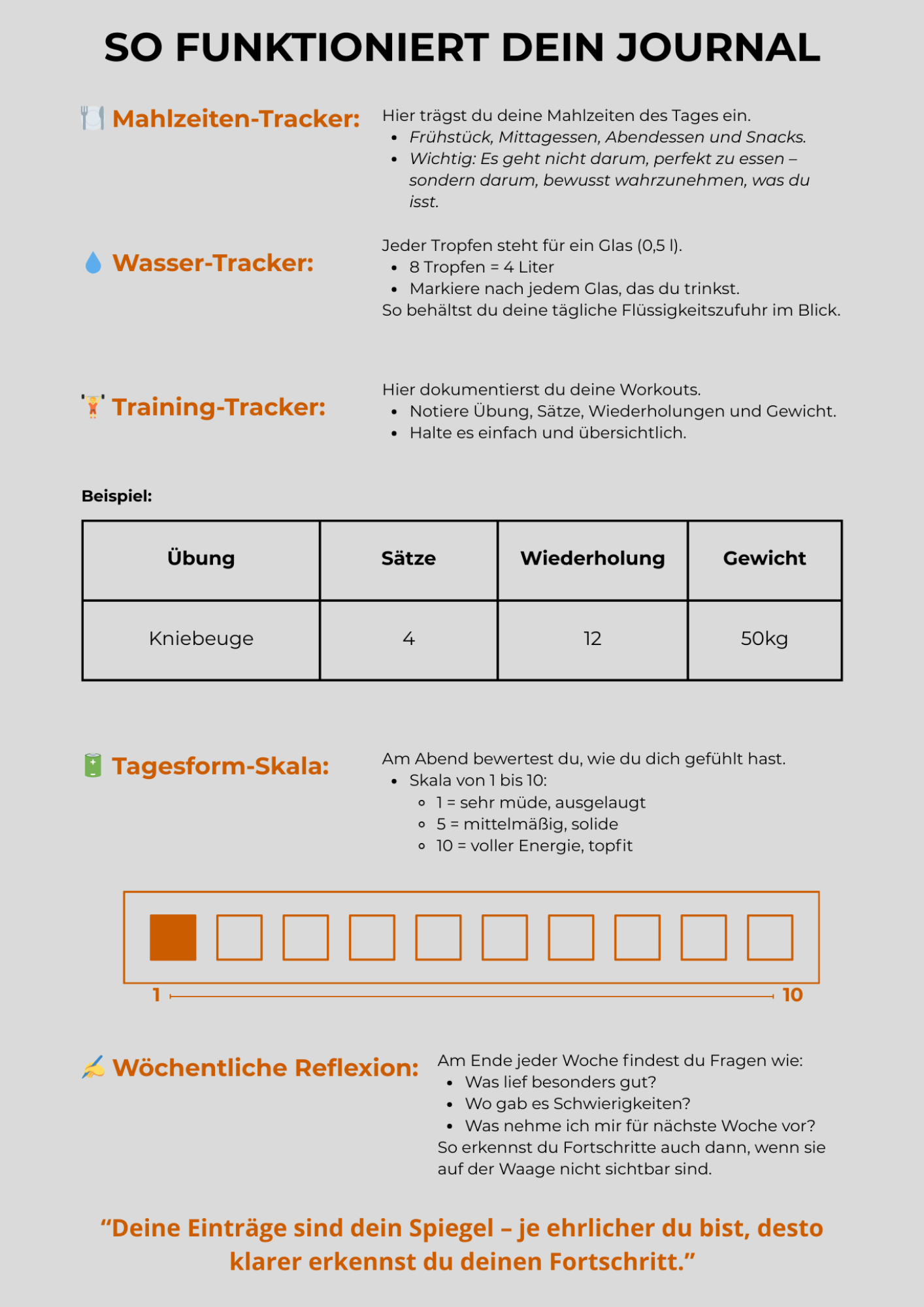 Meal & Training Journal (PDF) – 4 Wochen Fortschrittstracker