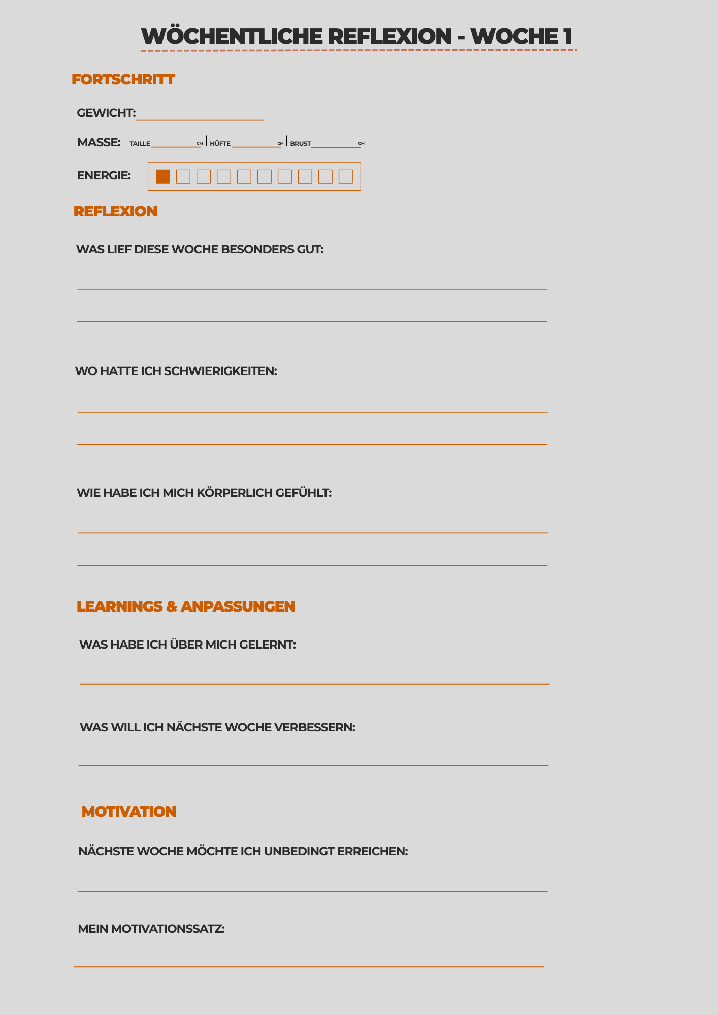Meal & Training Journal (PDF) – 4 Wochen Fortschrittstracker
